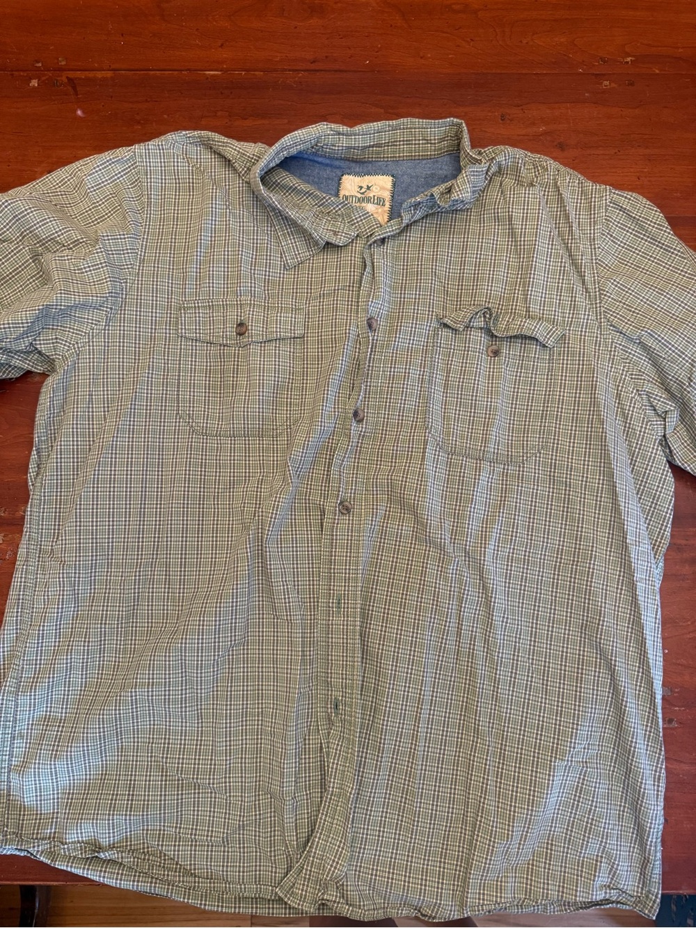 Outdoor Life Men's Short-Sleeve Plaid Button-Down Shirt - Light Blue
